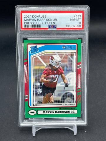 2024 PANINI DONRUSS - PRESS PROOF GREEN - RATED ROOKIE - M. HARRISON JR. - #393 - PSA 8 - RC