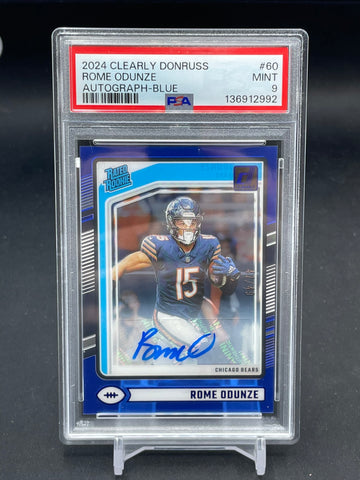 2024 PANINI CLEARLY DONRUSS - BLUE - RATED ROOKIE - R. ODUNZE - #60 - #'D/49 - AUTOGRAPH - PSA 9 - RC