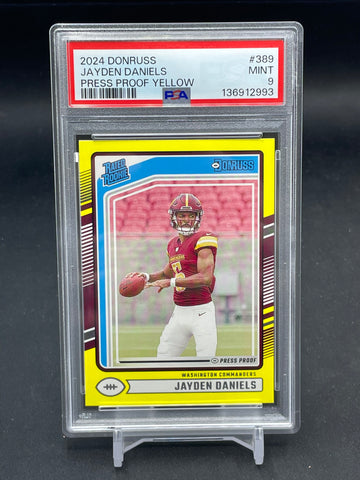 2024 PANINI DONRUSS - PRESS PROOF YELLOW - RATED ROOKIE - J. DANIELS - #389 - PSA 9 - RC