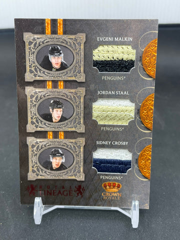2010 PANINI CROWN ROYALE - ROYAL LINEAGE - E. MALKIN / E. STAAL / S. CROSBY - #MSC - #'D/50 - TRIPLE RELIC