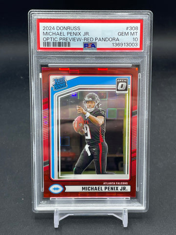 2024 PANINI DONRUSS - OPTIC PREVIEW - RED PANDORA - M. PENIX JR. - #308 - PSA 10 - RC