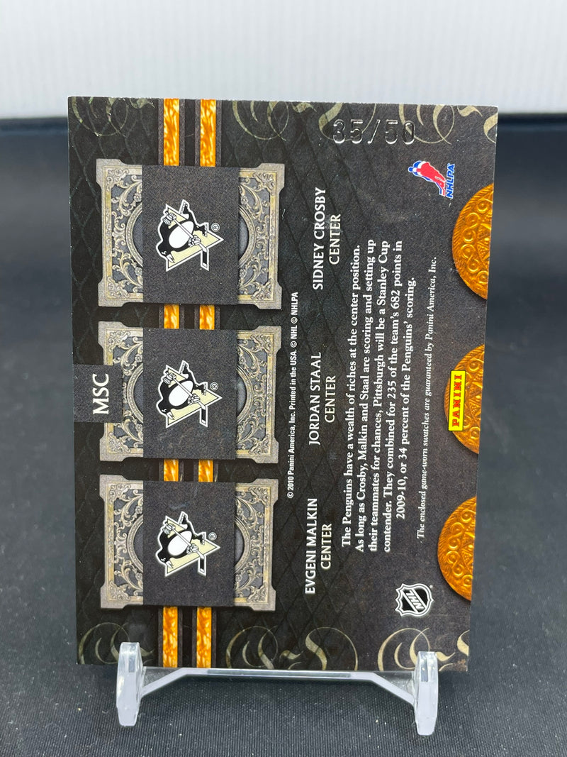 2010 PANINI CROWN ROYALE - ROYAL LINEAGE - E. MALKIN / E. STAAL / S. CROSBY - #MSC - #'D/50 - TRIPLE RELIC