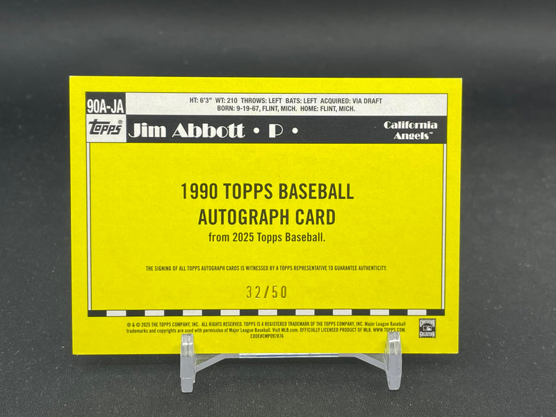 2025 TOPPS SERIES ONE - 1990 TOPPS - J. ABBOTT - #90A-JA - #'D/50 - AUTOGRAPH