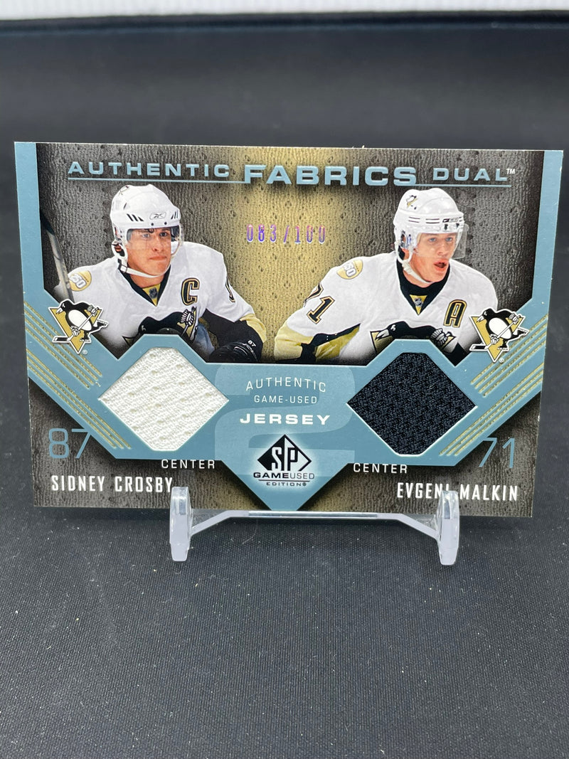 2007 UPPER DECK SP GAME USED - AUTHENTIC FABRICS 2 - S. CROSBY / E. MALKIN - #AF2-CM - #'D/100 - DUAL RELIC
