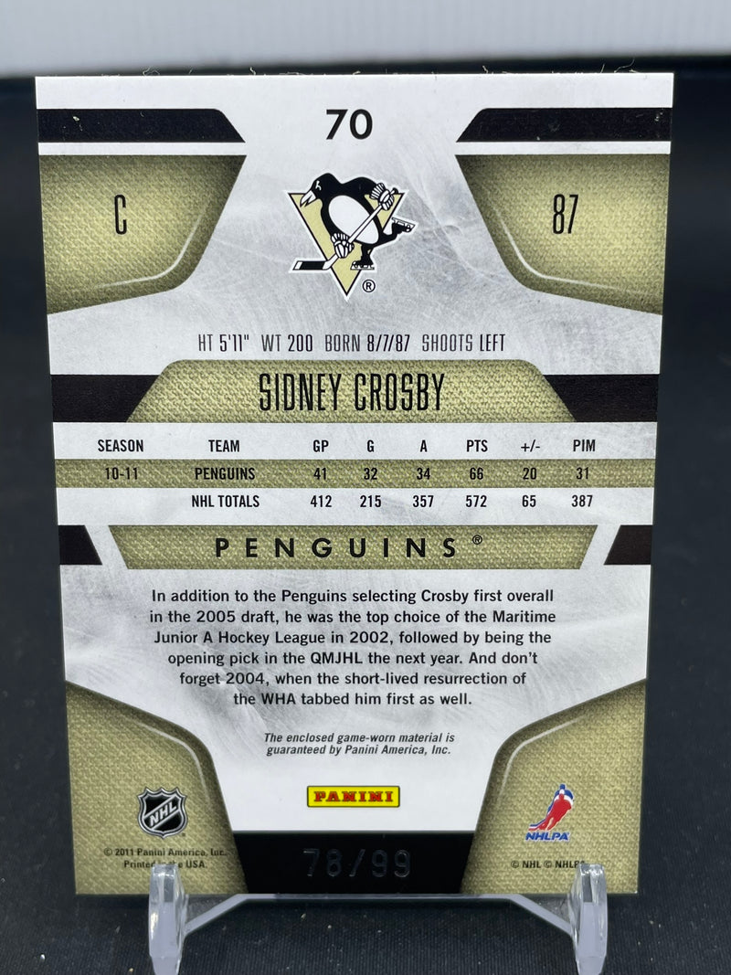 2011 PANINI CERTIFIED - MIRROR BLUE - S. CROSBY - #70 - #'D/99 - RELIC