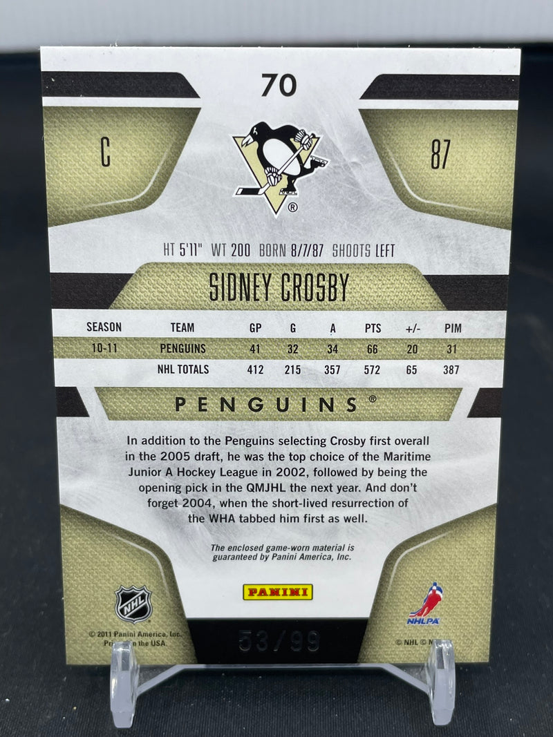 2011 PANINI CERTIFIED - MIRROR BLUE - S. CROSBY - #70 - #'D/99 - RELIC