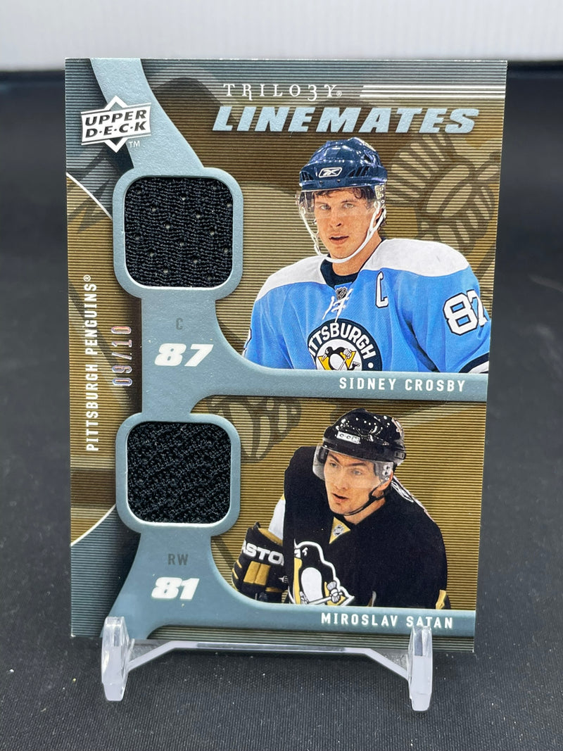 2009 UPPER DECK TRILOGY - LINEMATES - S. CROSBY / M. SATAN - #LM-SM - #'D/10 - DUAL RELIC