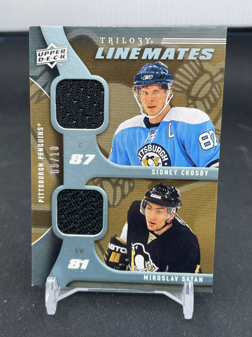 2009 UPPER DECK TRILOGY - LINEMATES - S. CROSBY / M. SATAN - #LM-SM - #'D/10 - DUAL RELIC