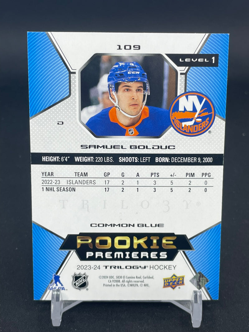 2023 UPPER DECK TRILOGY - BLUE - ROOKIE PREMIERES - S. BOLDUC - #109 - #'D/99 - RC