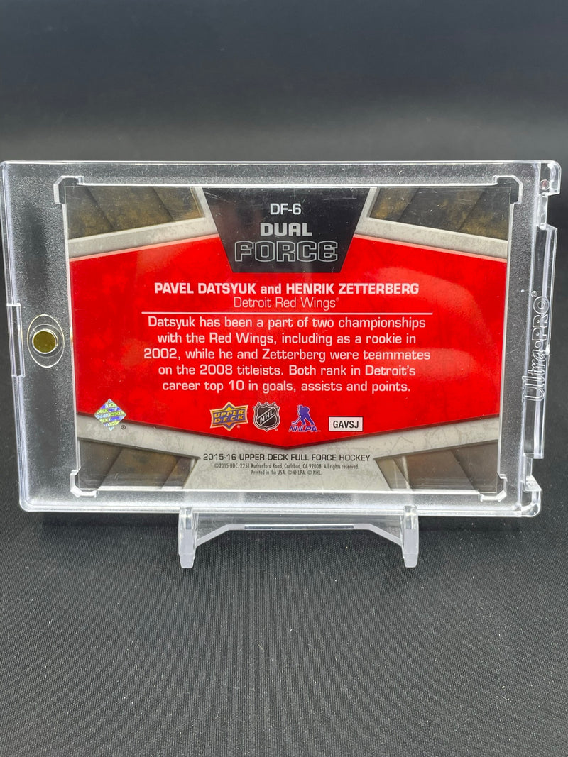 2015 UPPER DECK FULL FORCE - DUAL FORCE - GOLD - P. DATSYUK / H. ZETTERBERG - #DF-6 - #'D/49