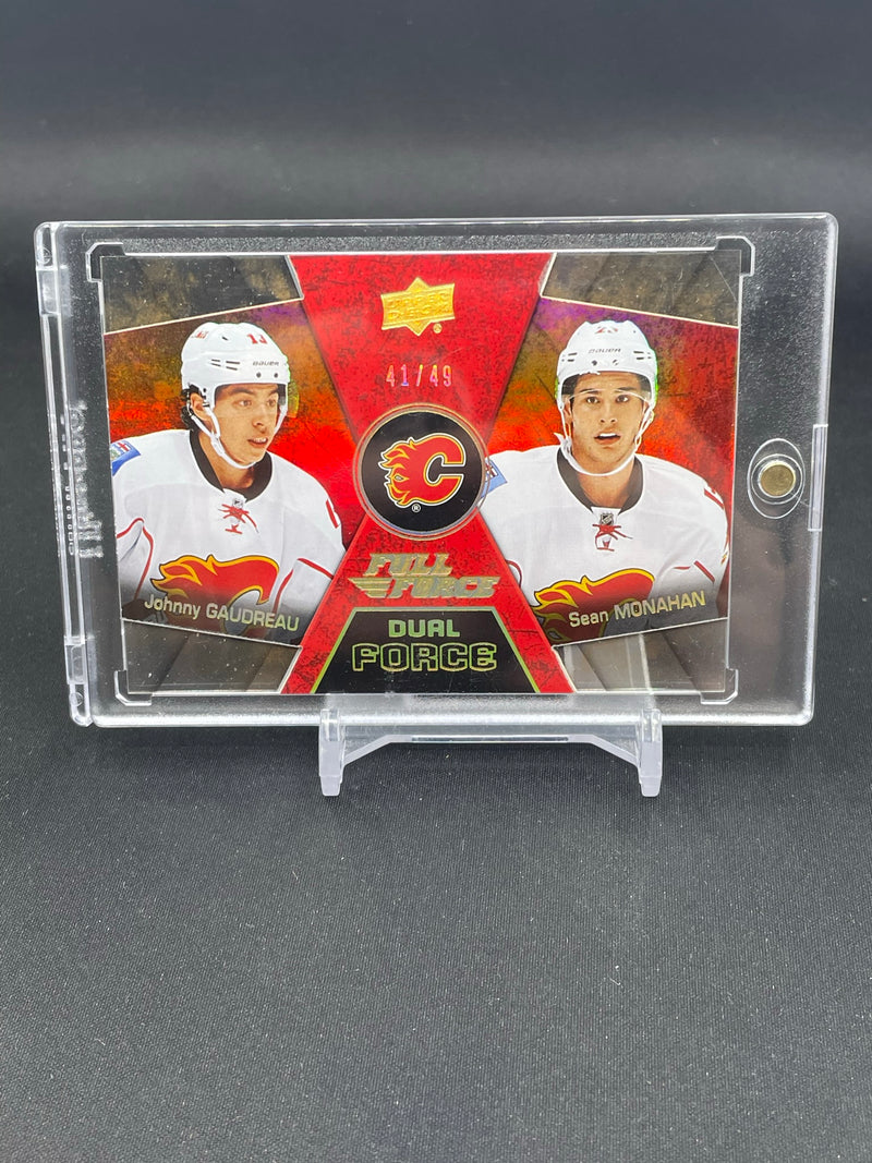 2015 UPPER DECK FULL FORCE - DUAL FORCE - GOLD - J. GAUDREAU / S. MONAHAN - #DF-10 - #'D/49