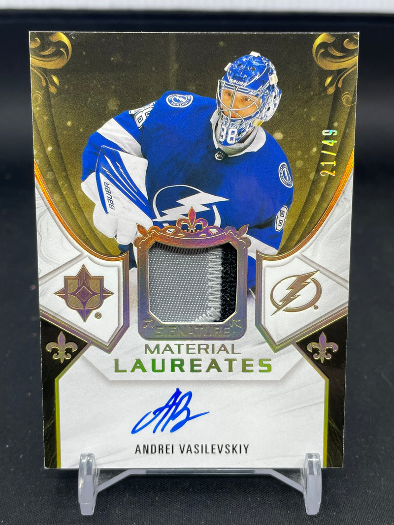 2020 UPPER DECK ULTIMATE - SIGNATURE MATERIAL LAUREATES - A. VASILEVSKIY - #SML-AV - #'D/49 - RELIC - AUTOGRAPH