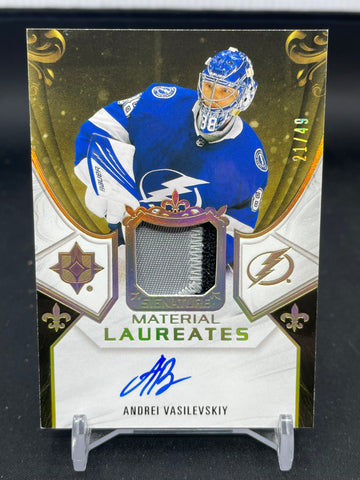 2020 UPPER DECK ULTIMATE - SIGNATURE MATERIAL LAUREATES - A. VASILEVSKIY - #SML-AV - #'D/49 - RELIC - AUTOGRAPH