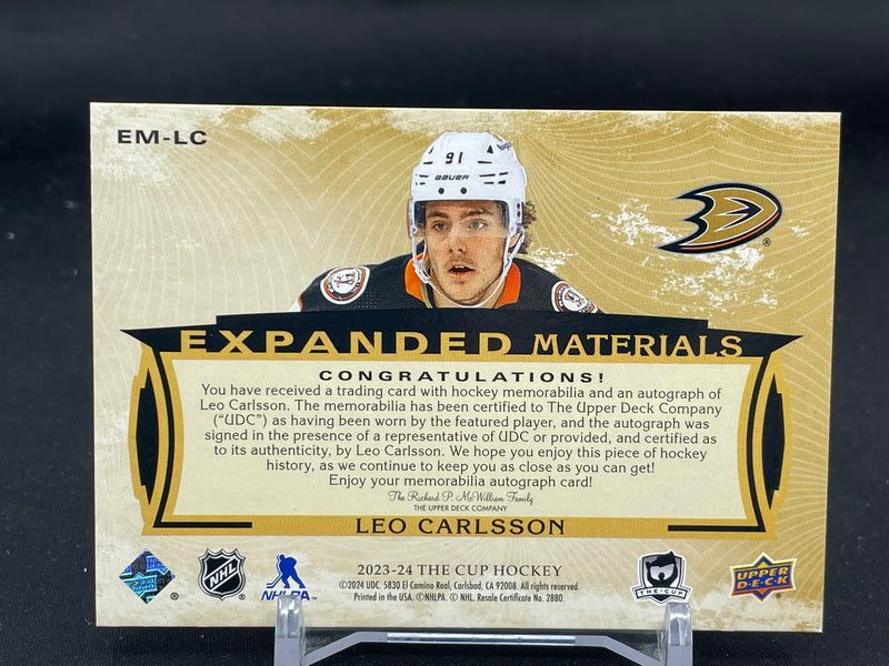 2023 UPPER DECK THE CUP - EXPANDED MATERIALS - L. CARLSSON - #EM-LC - #'D/25 - RELIC - AUTOGRAPH - RC