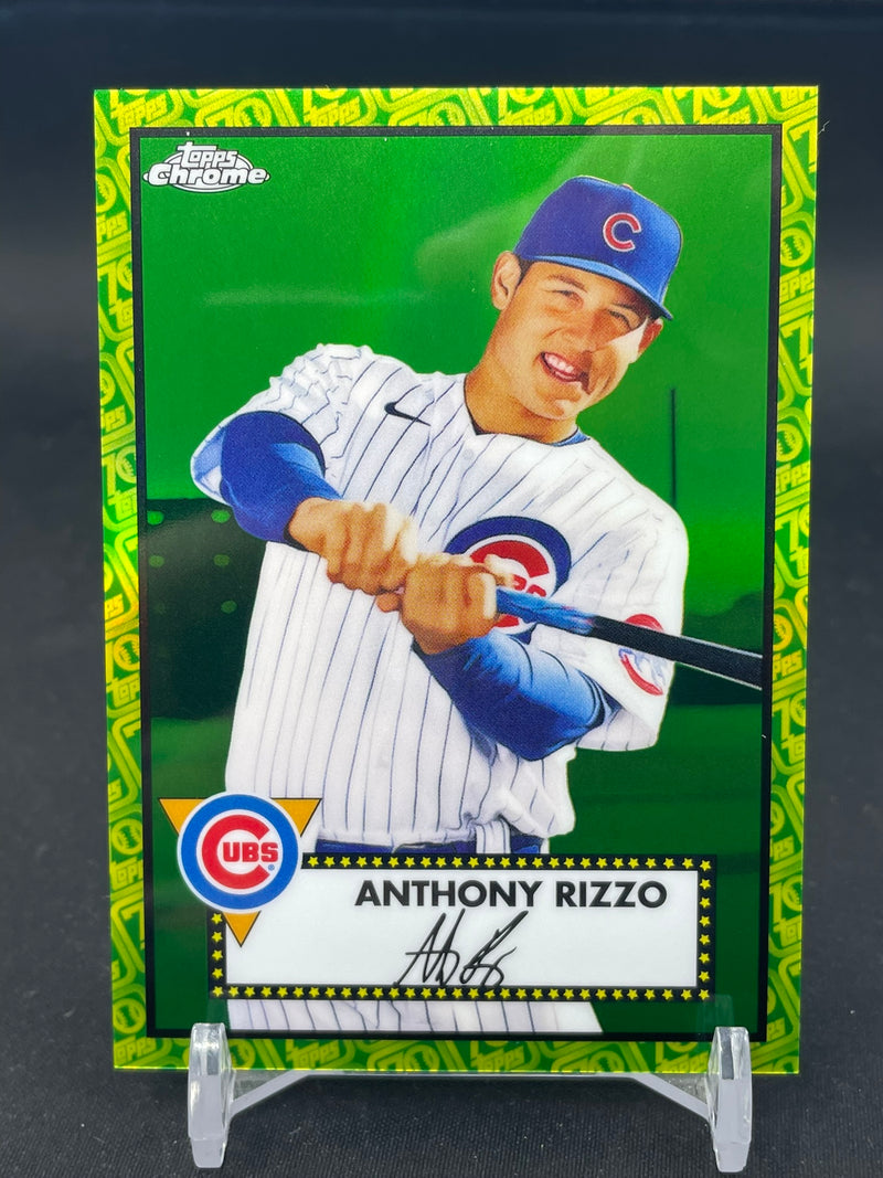 2021 TOPPS CHROME PLATINUM ANNIVERSARY - GREEN/YELLOW REFRACTOR - A. RIZZO - #219 - #'D/99