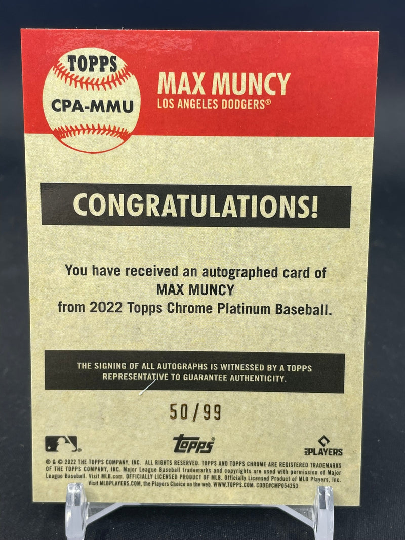 2022 TOPPS CHROME PLATINUM ANNIVERSARY - CREAM BLUE REFRACTOR - M. MUNCY - #CPA-MMU - #'D/99 - AUTOGRAPH