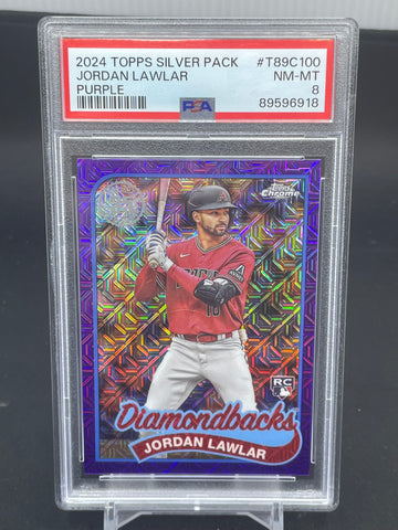 2024 TOPPS SILVER PACK - PURPLE - J. LAWLAR - #T89C100 - #'D/75 - PSA 8 - RC