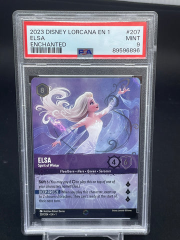 DISNEY LORCANA - EN 1 THE FIRST CHAPTER - ELSA - ENCHANTED - #207 - PSA 9