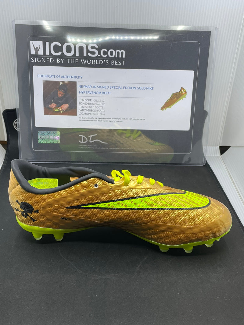 NEYMAR JR. SIGNED SPECIAL EDITION GOLD NIKE HYPERVENOM BOOT