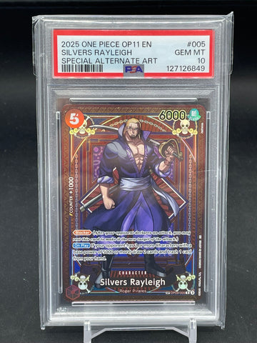 ONE PIECE - OP11 - SILVERS RAYLEIGH - SPECIAL ALTERNATE ART - #005 - PSA 10