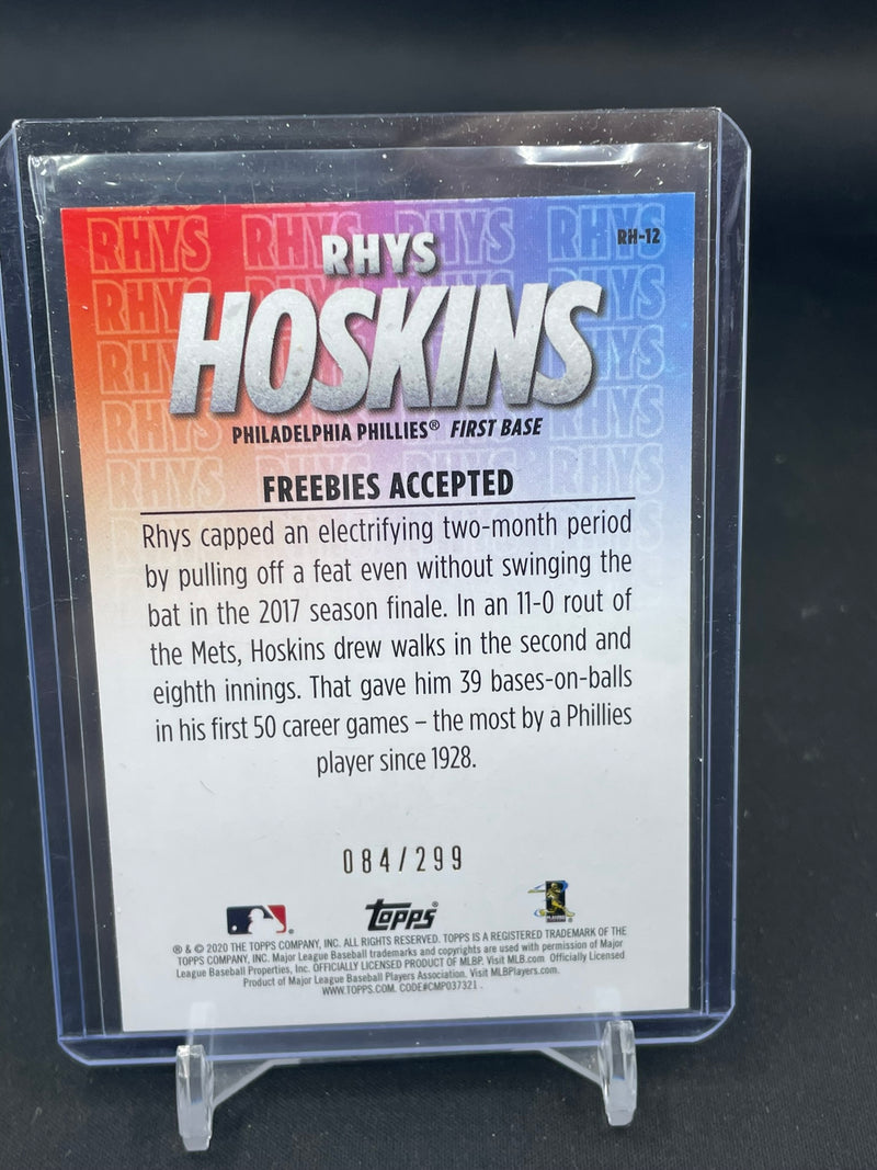 2020 TOPPS SERIES ONE - BLACK - RHYS HOSKINS HIGHLIGHTS - #RH-12 - #'D/299