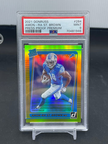 2021 PANINI DONRUSS - PRESS PROOF PREMIUM - RATED ROOKIE - A. ST. BROWN - #284 - PSA 9 - RC