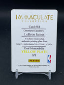 2014 PANINI IMMACULATE - DUAL MEMORABILIA PRINTING PLATE - YELLOW PLATE - L. JAMES - #18 - #'D/1