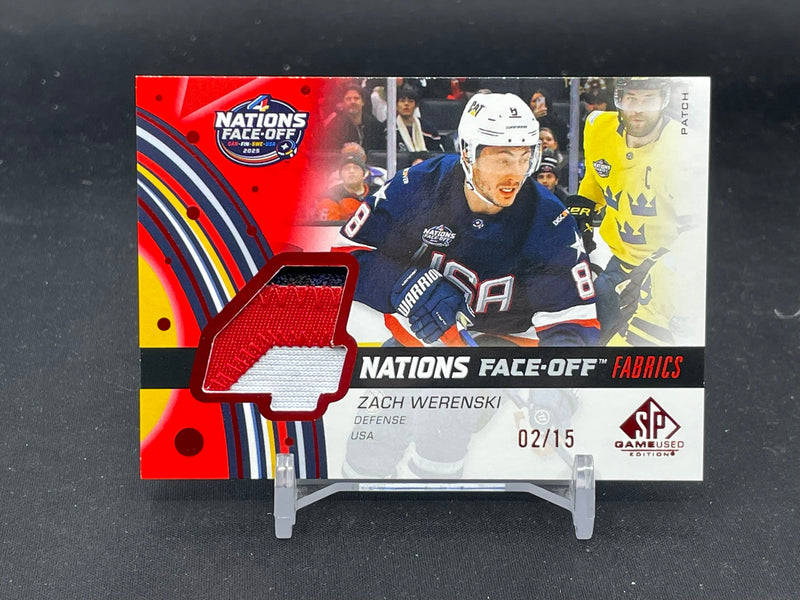 2025 UPPER DECK SP GAME USED - RED - 4 NATIONS FACE-OFF - Z. WERENSKI - #4N-ZW - #'D/15 - RELIC