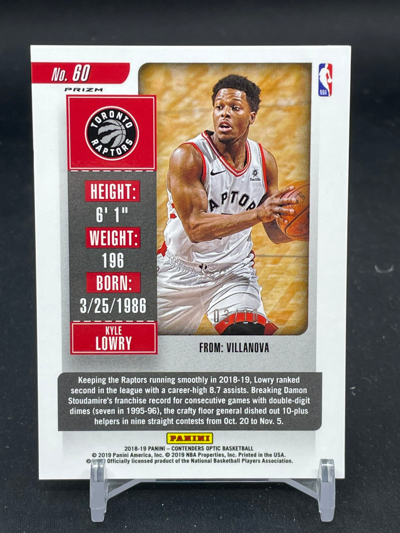 2018 PANINI CONTENDERS OPTIC - GOLD PRIZM - SEASON TICKET - K. LOWRY - #60 - #'D/10