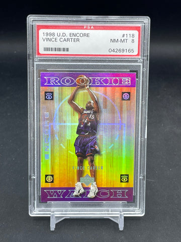 1998 UPPER DECK ENCORE - ROOKIE WATCH - V. CARTER - #118 - PSA 8