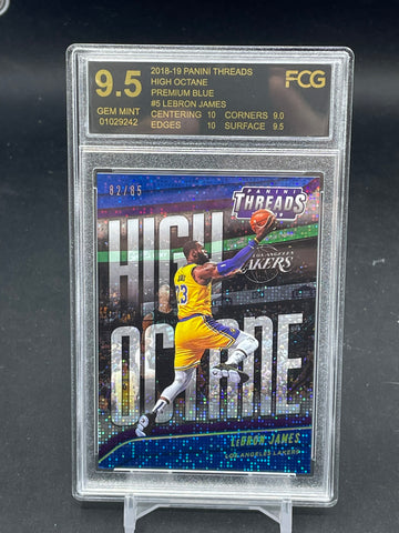 2018 PANINI THREADS - PREMIUM BLUE - HIGH OCTANE - L. JAMES - #5 - #'D/85 - FCG 9.5