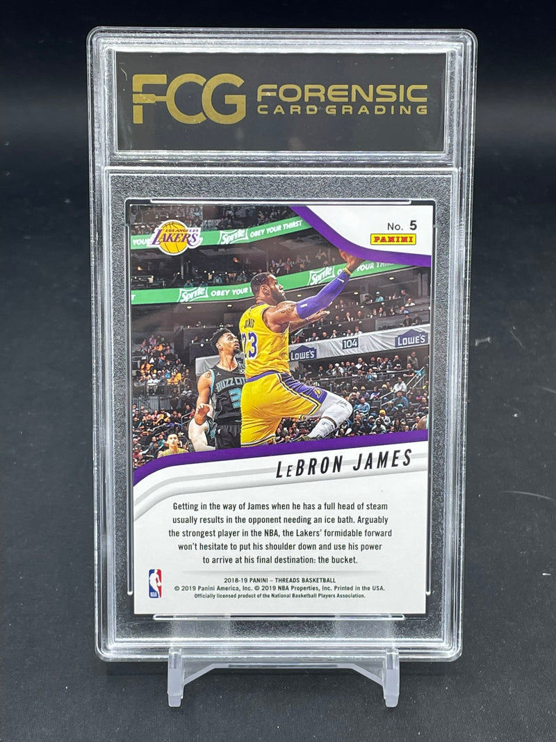 2018 PANINI THREADS - PREMIUM BLUE - HIGH OCTANE - L. JAMES - #5 - #'D/85 - FCG 9.5