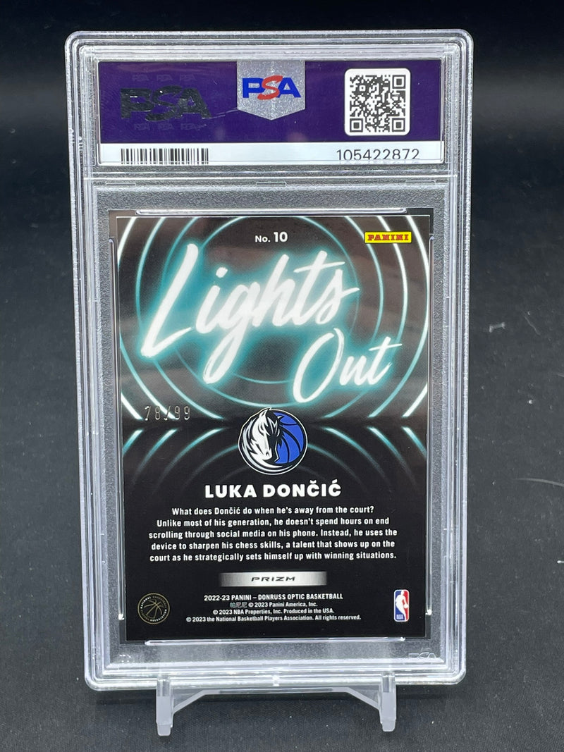 2022 PANINI DONRUSS OPTIC - RED & GOLD WAVE - LIGHT OUT - L. DONCIC - #10 - #'D/99 - PSA 10