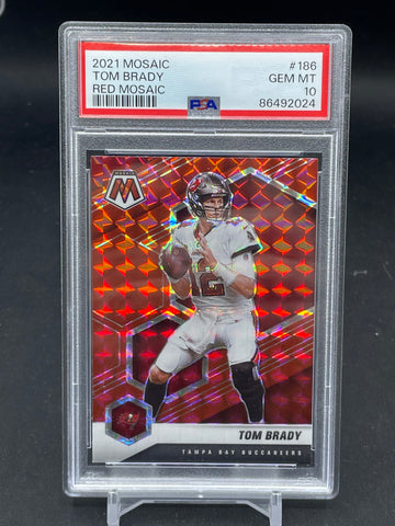 2021 PANINI MOSAIC - RED MOSAIC - T. BRADY - #186 - PSA 10