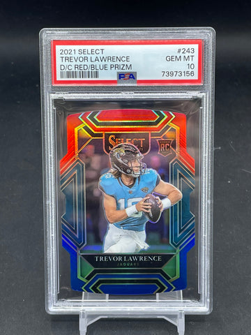2021 PANINI SELECT - DIE-CUT RED/BLUE PRIZM - T. LAWRENCE - #243 - PSA 10 - RC
