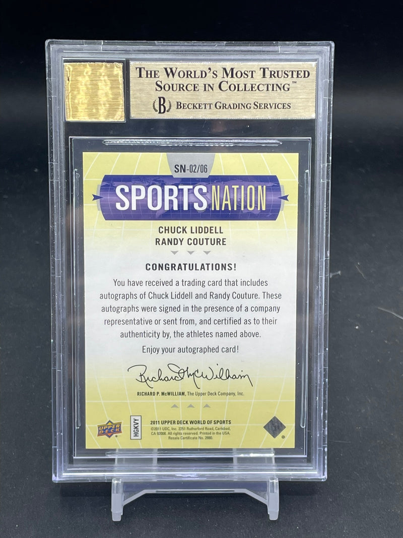 2011 UPPER DECK WORLD OF SPORTS - SPORTSNATION - C. LIDDELL / R. COUTURE - #SNLC - #'D/15 - BGS 9.5 - DUAL AUTOGRAPH BGS 9