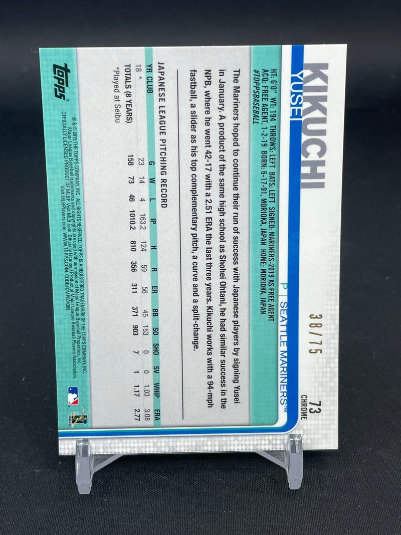 2019 TOPPS CHROME - BLUE WAVE REFRACTOR - Y. KIKUCHI - #73 - #'D/75 - RC