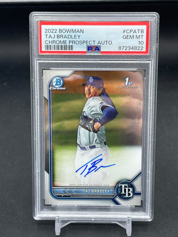 2022 TOPPS BOWMAN - CHROME 1ST BOWMAN - T. BRADLEY - #CPATB - AUTOGRAPH - PSA 10