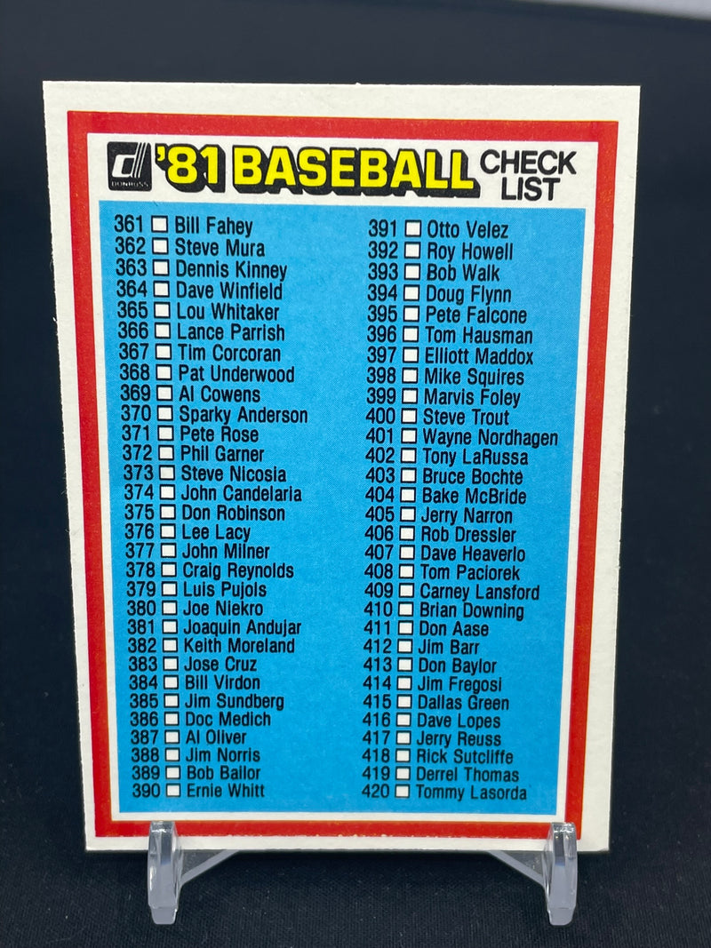 1981 DONRUSS BASEBALL - CHECKLIST -