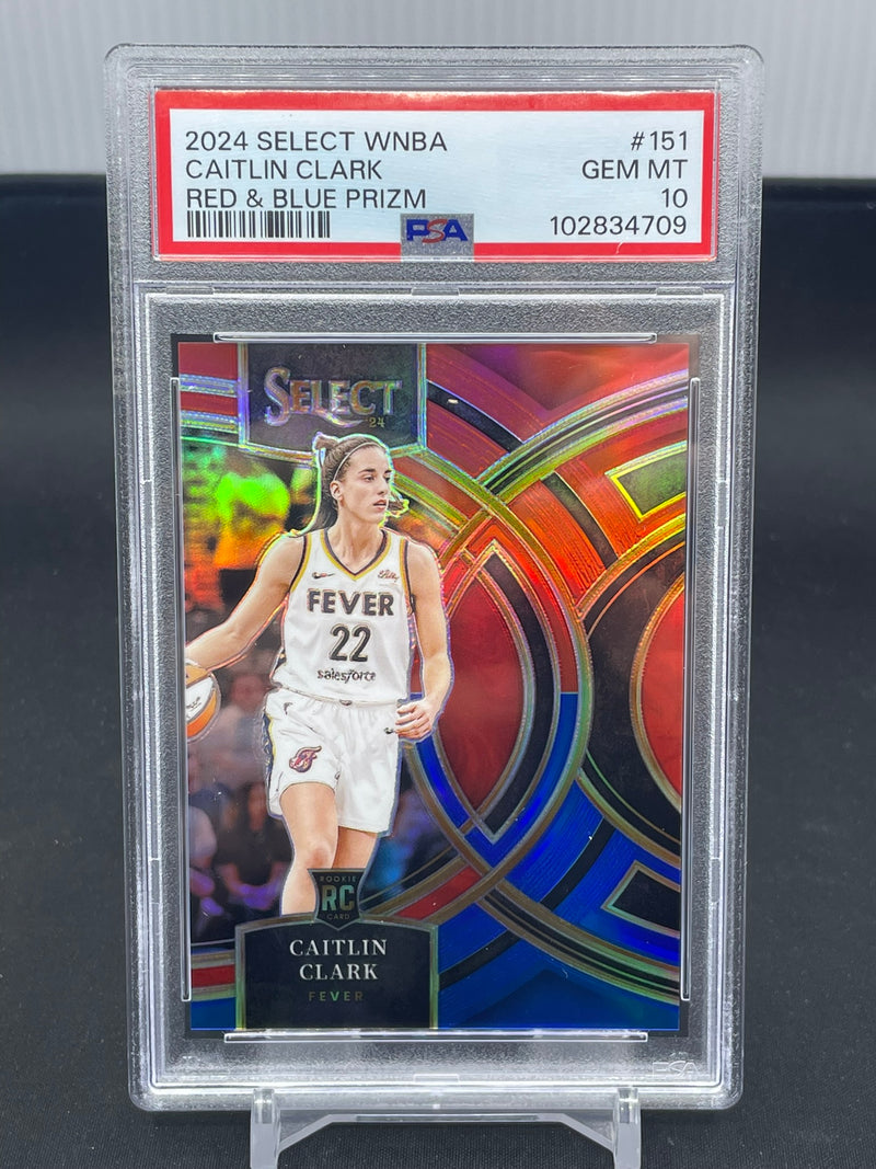 2024 PANINI SELECT WNBA - RED & BLUE PRIZM - C. CLARK - #151 - #'D/399 - PSA 10 - RC