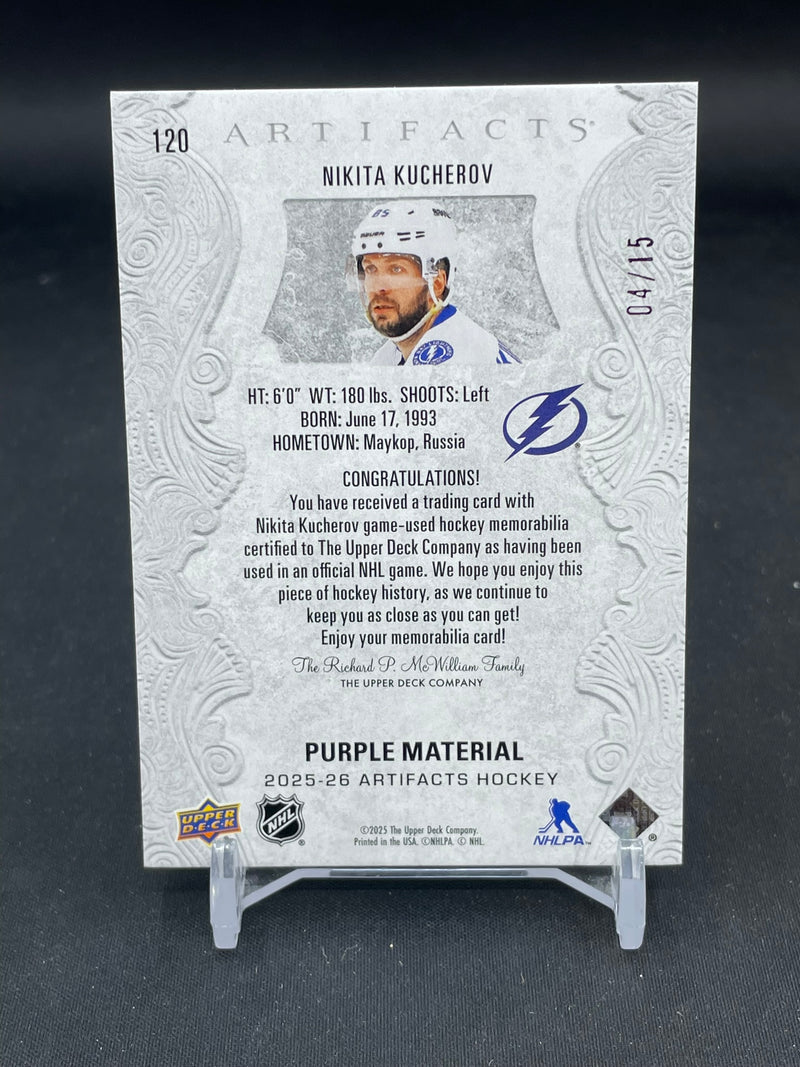 2025 UPPER DECK ARTIFACTS - PURPLE MATERIAL - N. KUCHEROV - #120 - #'D/15 - DUAL RELIC