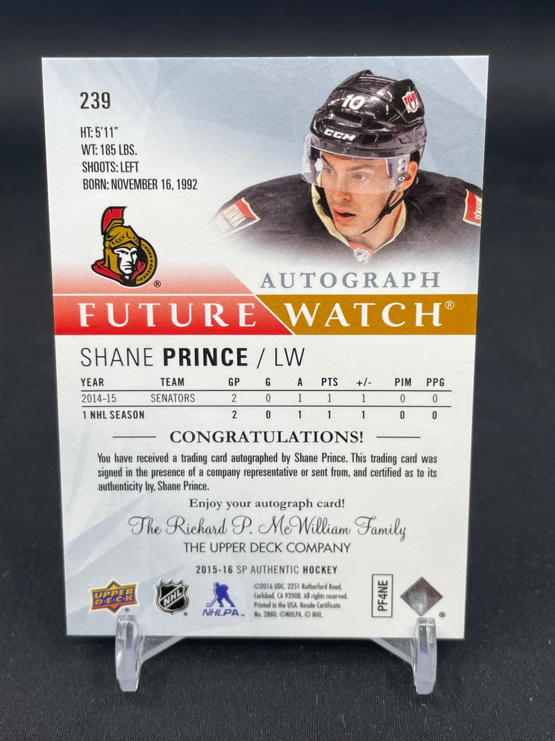 2015 UPPER DECK SP AUTHENTIC - FUTURE WATCH AUTO - S. PRINCE - #239 - #'D/999 - AUTOGRAPH - RC
