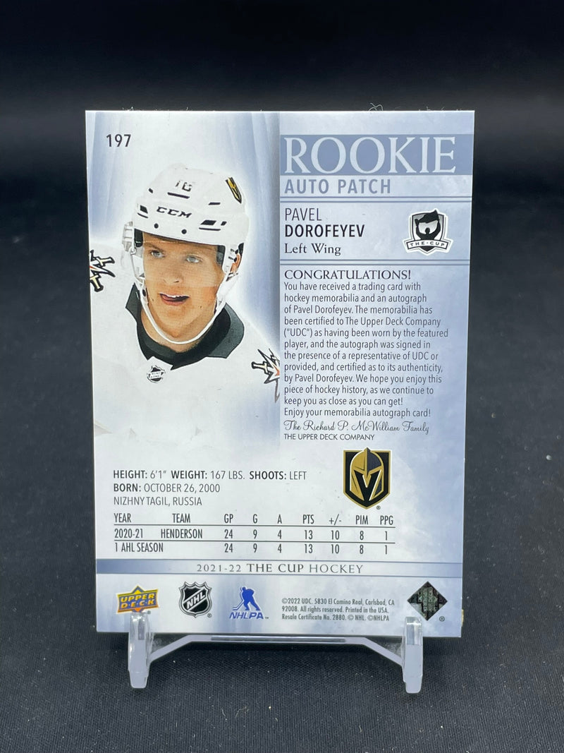 2021 UPPER DECK THE CUP - ROOKIE AUTO PATCH - P. DOROFEYEV - #197 - #'D/249 - RELIC - AUTOGRAPH - RC