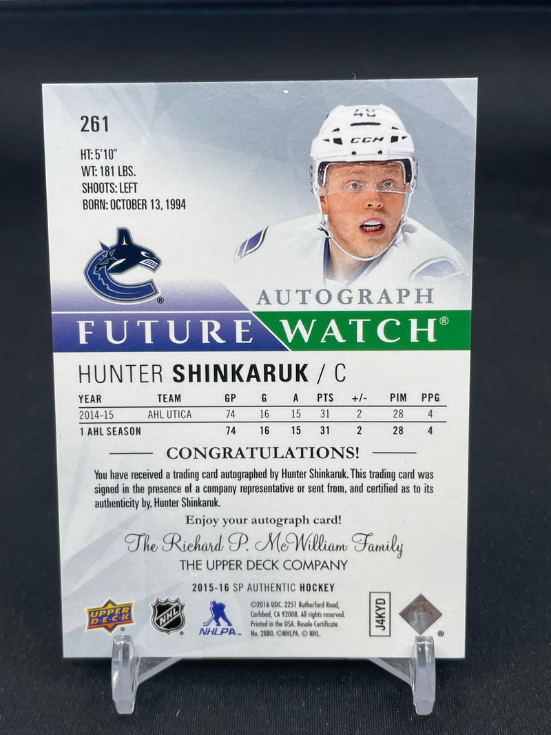 2015 UPPER DECK SP AUTHENTIC - FUTURE WATCH AUTO - H. SHINKARUK - #261 - #'D/999 - AUTOGRAPH - RC