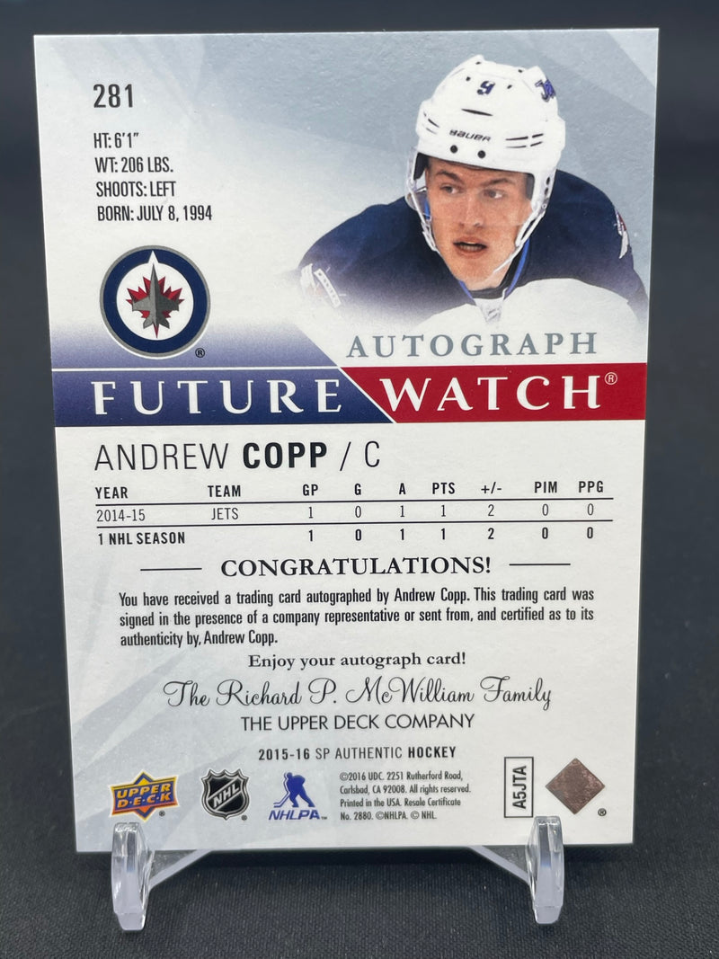 2015 UPPER DECK SP AUTHENTIC - FUTURE WATCH AUTO - A. COPP - #281 - #'D/999 - AUTOGRAPH - RC