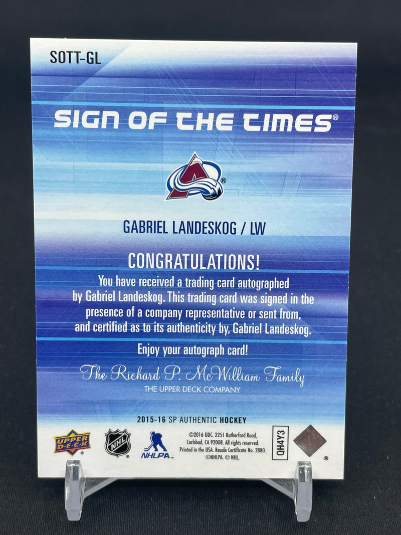 2015 UPPER DECK SP AUTHENTIC - SIGN OF THE TIMES - G. LANDESKOG -