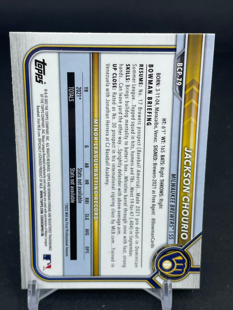 2022 TOPPS BOWMAN CHROME PROSPECTS - 1ST BOWMAN - J. CHOURIO -