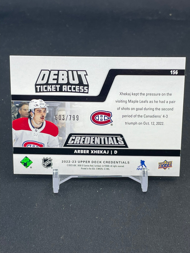 2022 UPPER DECK CREDENTIALS - DEBUT TICKET ACCESS - A. XHEKAJ - #156 - #'D/799 - RC