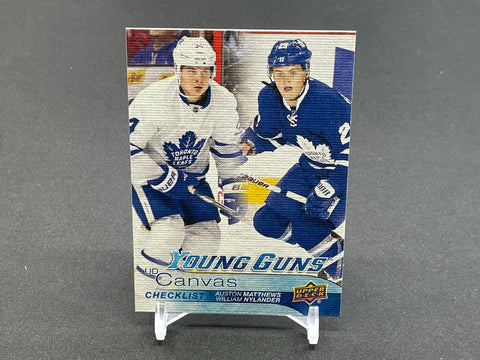 2016 UPPER DECK SERIES TWO - UD CANVAS - YOUNG GUNS CHECKLIST - A. MATTHEWS / W. NYLANDER - #240 - RC