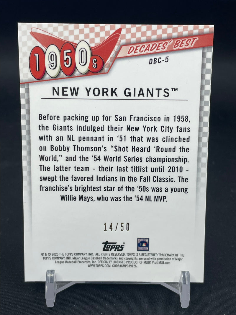 2020 TOPPS SILVER PACK - GOLD - DECADES' BEST - 1950'S NEW YORK GIANTS - #DBC-5 - #'D/50
